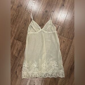 Vintage Dressing Gown Robe Sheer Cream Mesh And Lace L‎ Lingerie 90s